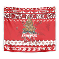 New Zealand Christmas In July Tapestry Maori Kiwi Xmas Tree - Red