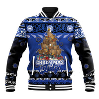Personalised New Zealand July Christmas Baseball Jacket Maori Kiwi Xmas Tree - Blue LT05 Unisex Blue - Polynesian Pride