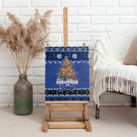 New Zealand July Christmas Canvas Wall Art Maori Kiwi Xmas Tree - Blue