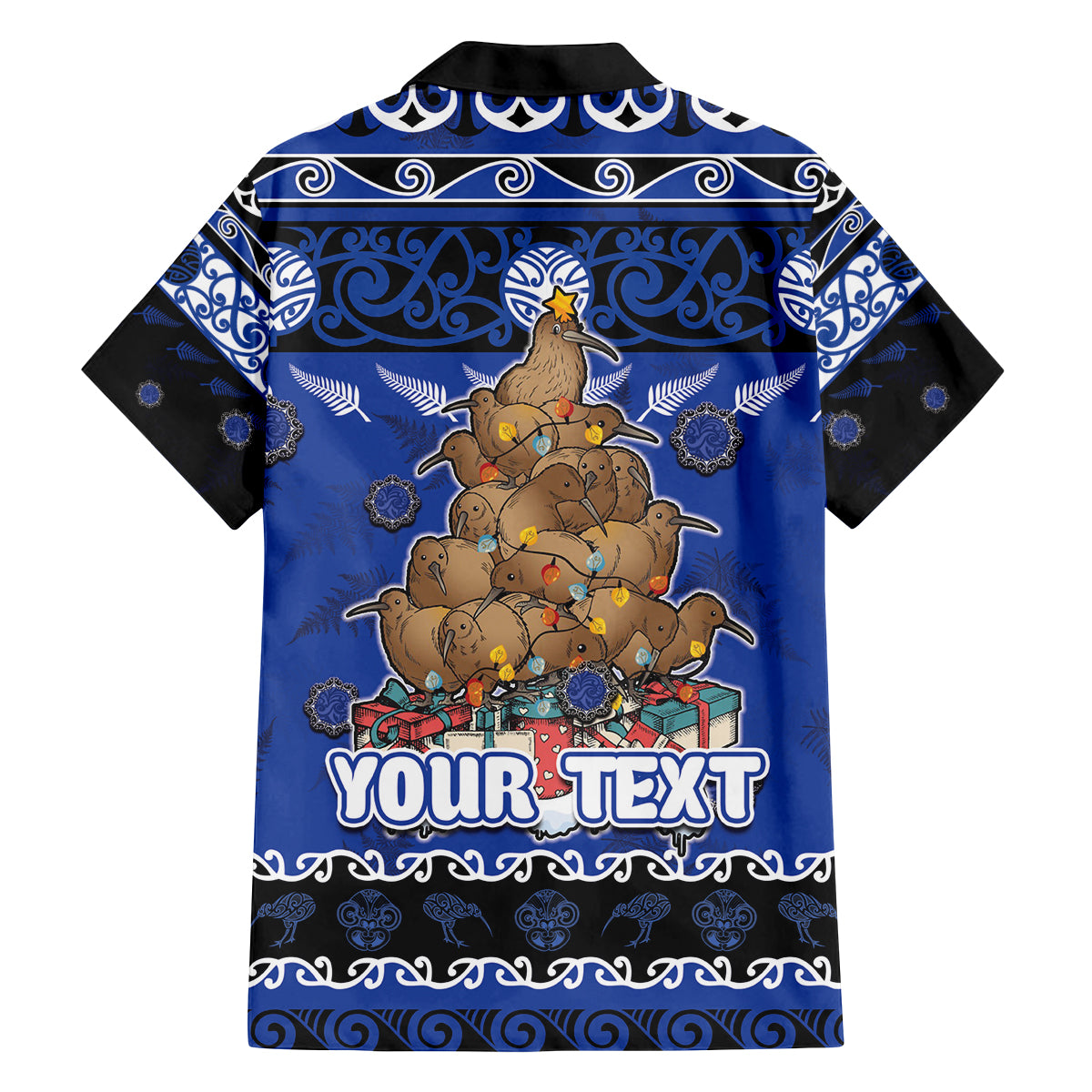 Personalised New Zealand July Christmas Family Matching Puletasi and Hawaiian Shirt Maori Kiwi Xmas Tree - Blue LT05 - Polynesian Pride