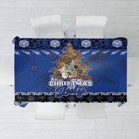 New Zealand July Christmas Tablecloth Maori Kiwi Xmas Tree - Blue