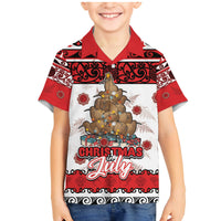 Personalised New Zealand July Christmas Family Matching Mermaid Dress and Hawaiian Shirt Maori Kiwi Xmas Tree - White LT05 Son's Shirt White - Polynesian Pride