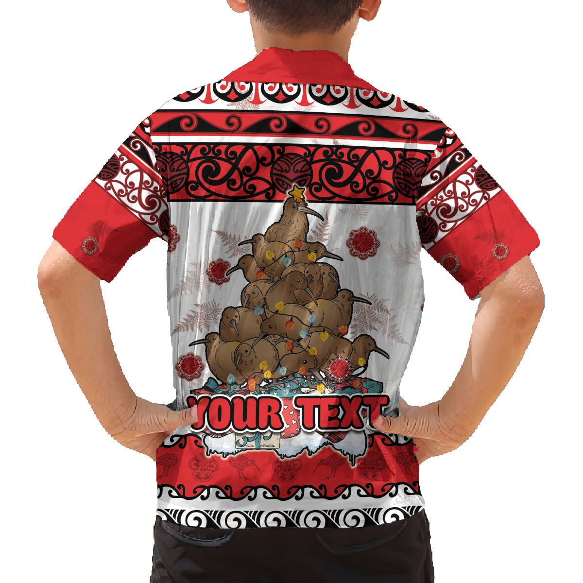 Personalised New Zealand July Christmas Family Matching Off The Shoulder Long Sleeve Dress and Hawaiian Shirt Maori Kiwi Xmas Tree - White LT05 - Polynesian Pride