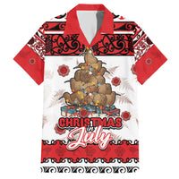 Personalised New Zealand July Christmas Family Matching Short Sleeve Bodycon Dress and Hawaiian Shirt Maori Kiwi Xmas Tree - White LT05 Dad's Shirt - Short Sleeve White - Polynesian Pride