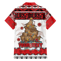 Personalised New Zealand July Christmas Family Matching Summer Maxi Dress and Hawaiian Shirt Maori Kiwi Xmas Tree - White LT05 - Polynesian Pride