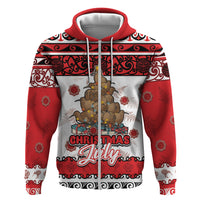 Personalised New Zealand July Christmas Hoodie Maori Kiwi Xmas Tree - White LT05 Zip Hoodie White - Polynesian Pride