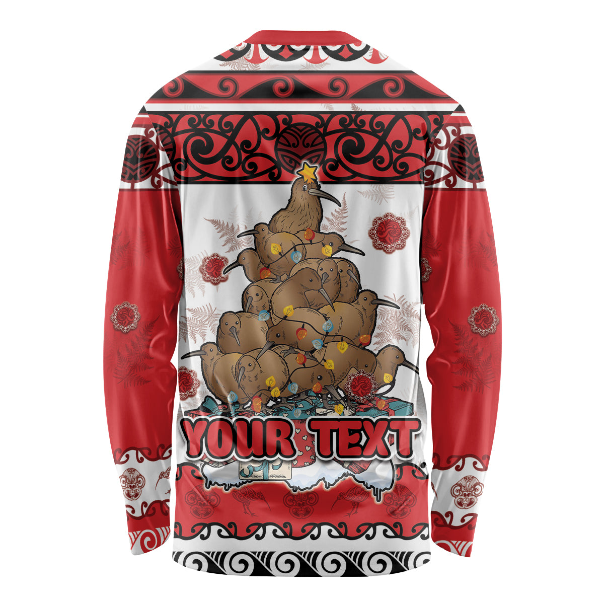 Personalised New Zealand July Christmas Long Sleeve Shirt Maori Kiwi Xmas Tree - White LT05 - Polynesian Pride
