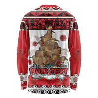 Personalised New Zealand July Christmas Long Sleeve Shirt Maori Kiwi Xmas Tree - White LT05 - Polynesian Pride