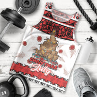 Personalised New Zealand July Christmas Men Tank Top Maori Kiwi Xmas Tree - White LT05 - Polynesian Pride