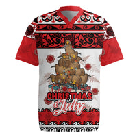 Personalised New Zealand July Christmas Rugby Jersey Maori Kiwi Xmas Tree - White