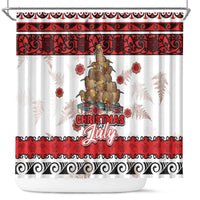 New Zealand July Christmas Shower Curtain Maori Kiwi Xmas Tree - White
