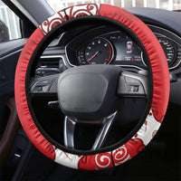 New Zealand July Christmas Steering Wheel Cover Maori Kiwi Xmas Tree - White LT05 - Polynesian Pride