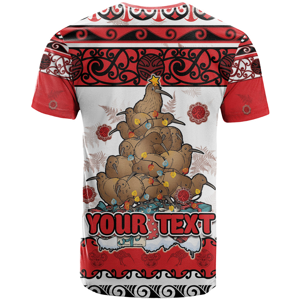 Personalised New Zealand July Christmas T Shirt Maori Kiwi Xmas Tree - White LT05 - Polynesian Pride