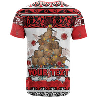 Personalised New Zealand July Christmas T Shirt Maori Kiwi Xmas Tree - White LT05 - Polynesian Pride