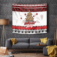 New Zealand July Christmas Tapestry Maori Kiwi Xmas Tree - White LT05 - Polynesian Pride