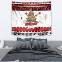 New Zealand July Christmas Tapestry Maori Kiwi Xmas Tree - White LT05 - Polynesian Pride