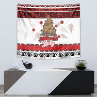 New Zealand July Christmas Tapestry Maori Kiwi Xmas Tree - White LT05 - Polynesian Pride