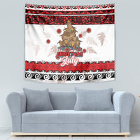 New Zealand July Christmas Tapestry Maori Kiwi Xmas Tree - White LT05 - Polynesian Pride