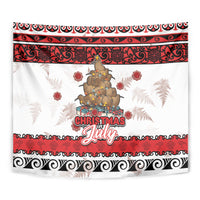 New Zealand July Christmas Tapestry Maori Kiwi Xmas Tree - White LT05 - Polynesian Pride