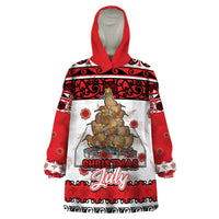 Personalised New Zealand July Christmas Wearable Blanket Hoodie Maori Kiwi Xmas Tree - White LT05 One Size White - Polynesian Pride