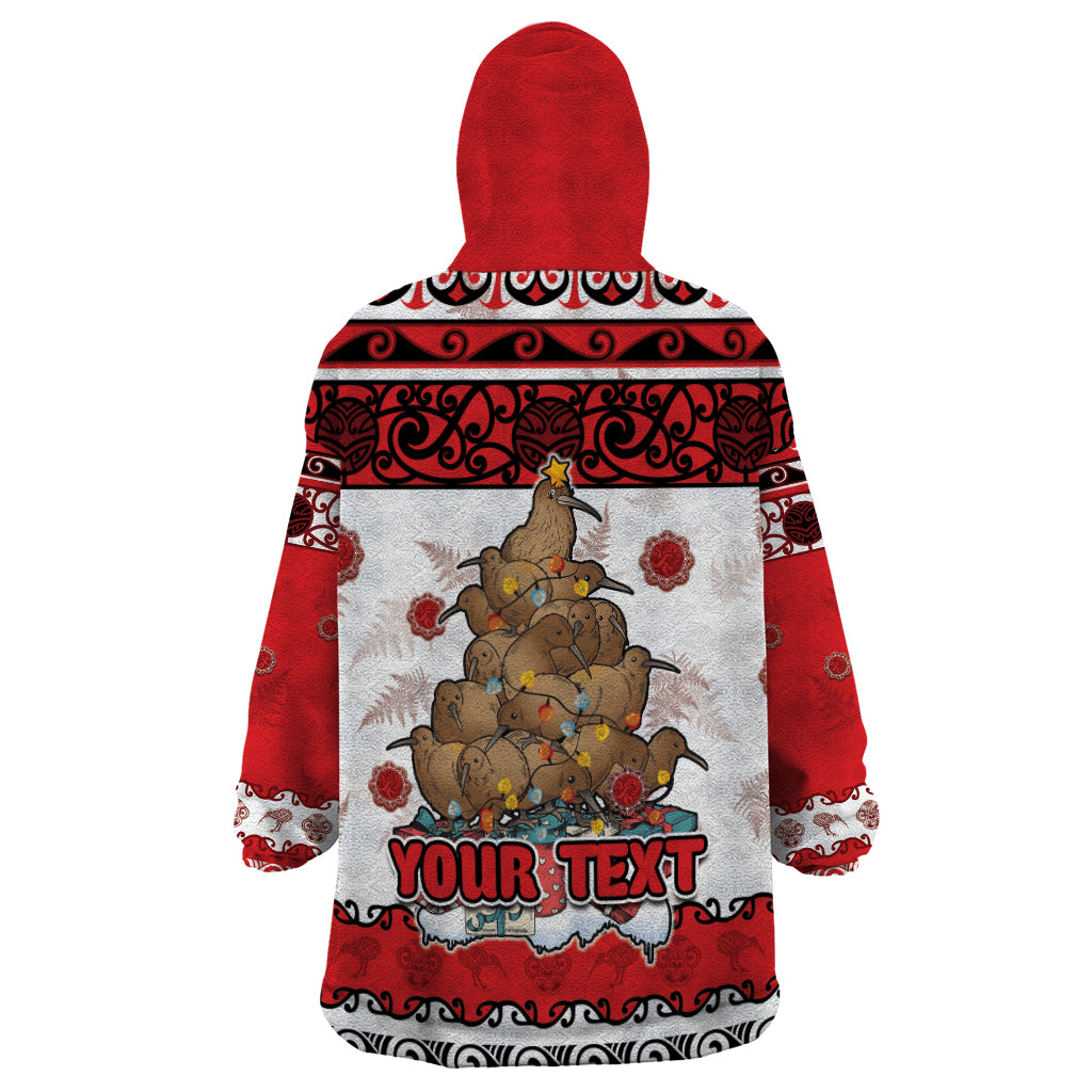 Personalised New Zealand July Christmas Wearable Blanket Hoodie Maori Kiwi Xmas Tree - White LT05 - Polynesian Pride