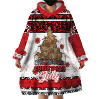 Personalised New Zealand July Christmas Wearable Blanket Hoodie Maori Kiwi Xmas Tree - White LT05 - Polynesian Pride