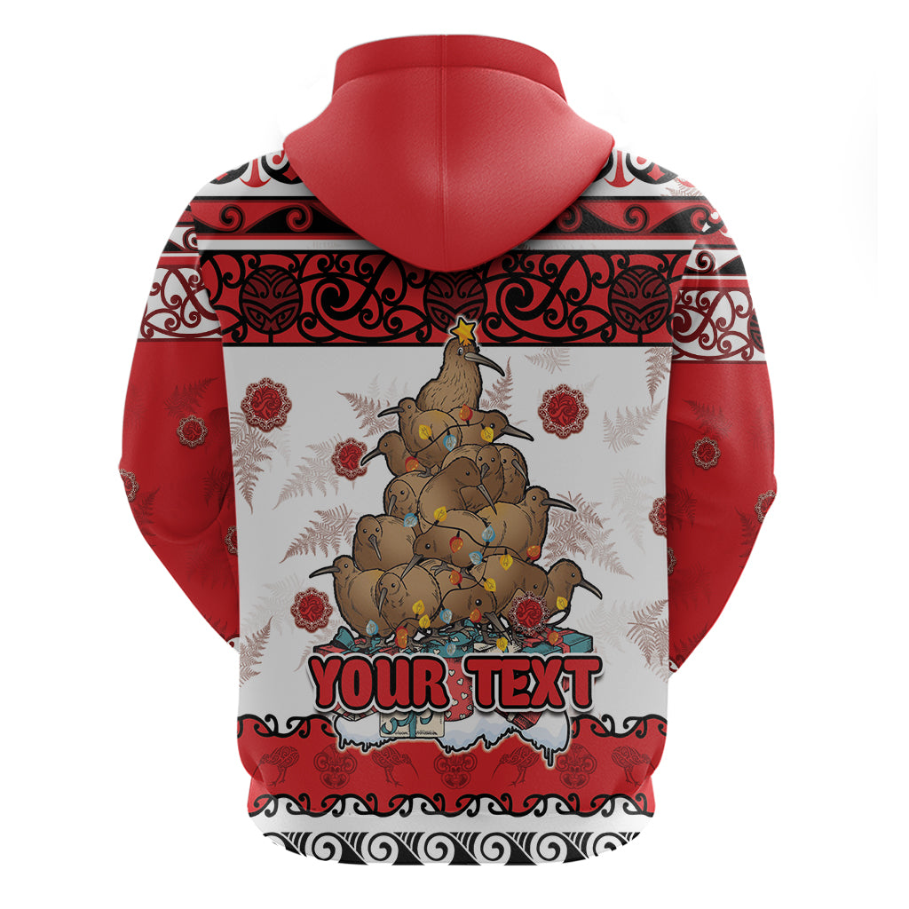 Personalised New Zealand July Christmas Zip Hoodie Maori Kiwi Xmas Tree - White LT05 - Polynesian Pride