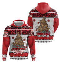 Personalised New Zealand July Christmas Zip Hoodie Maori Kiwi Xmas Tree - White LT05 - Polynesian Pride