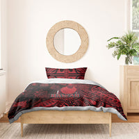 Hawaii King Kamehameha Bedding Set With Hawaiian Ipu Motifs Red Version