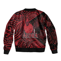 Hawaii King Kamehameha Bomber Jacket With Hawaiian Ipu Motifs Red Version