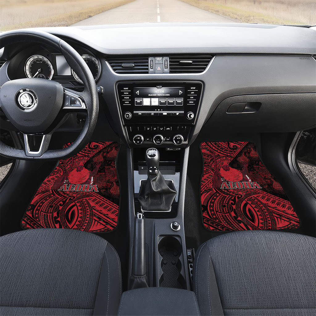 Hawaii King Kamehameha Car Mats With Hawaiian Ipu Motifs Red Version