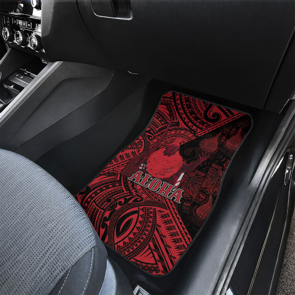 Hawaii King Kamehameha Car Mats With Hawaiian Ipu Motifs Red Version