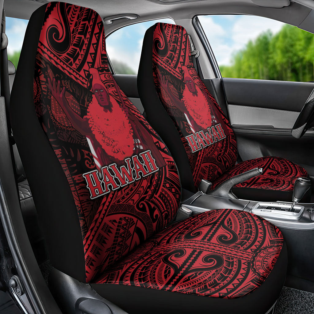 Hawaii King Kamehameha Car Seat Cover With Hawaiian Ipu Motifs Red Version