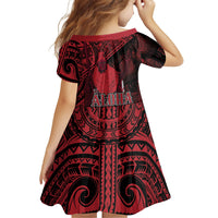 Hawaii King Kamehameha Family Matching Off The Shoulder Long Sleeve Dress and Hawaiian Shirt With Hawaiian Ipu Motifs Red Version LT05 - Polynesian Pride