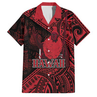 Hawaii King Kamehameha Family Matching Off Shoulder Short Dress and Hawaiian Shirt With Hawaiian Ipu Motifs Red Version LT05 Dad's Shirt - Short Sleeve Red - Polynesian Pride