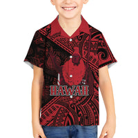 Hawaii King Kamehameha Family Matching Off Shoulder Short Dress and Hawaiian Shirt With Hawaiian Ipu Motifs Red Version LT05 Son's Shirt Red - Polynesian Pride