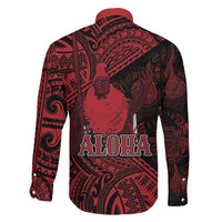 Hawaii King Kamehameha Family Matching Short Sleeve Bodycon Dress and Hawaiian Shirt With Hawaiian Ipu Motifs Red Version LT05 - Polynesian Pride