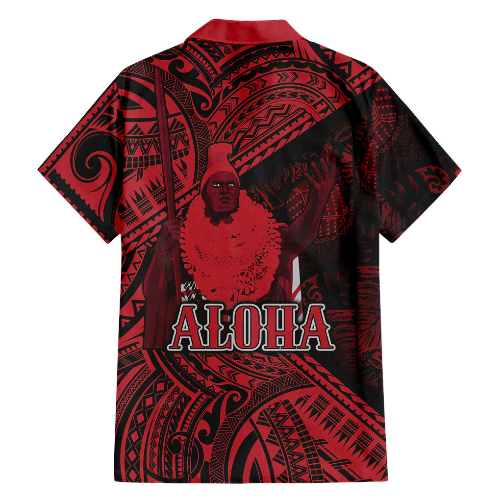 Hawaii King Kamehameha Family Matching Summer Maxi Dress and Hawaiian Shirt With Hawaiian Ipu Motifs Red Version LT05 - Polynesian Pride