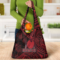 Hawaii King Kamehameha Grocery Bag With Hawaiian Ipu Motifs Red Version