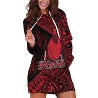 Hawaii King Kamehameha Hoodie Dress With Hawaiian Ipu Motifs Red Version LT05 Red - Polynesian Pride