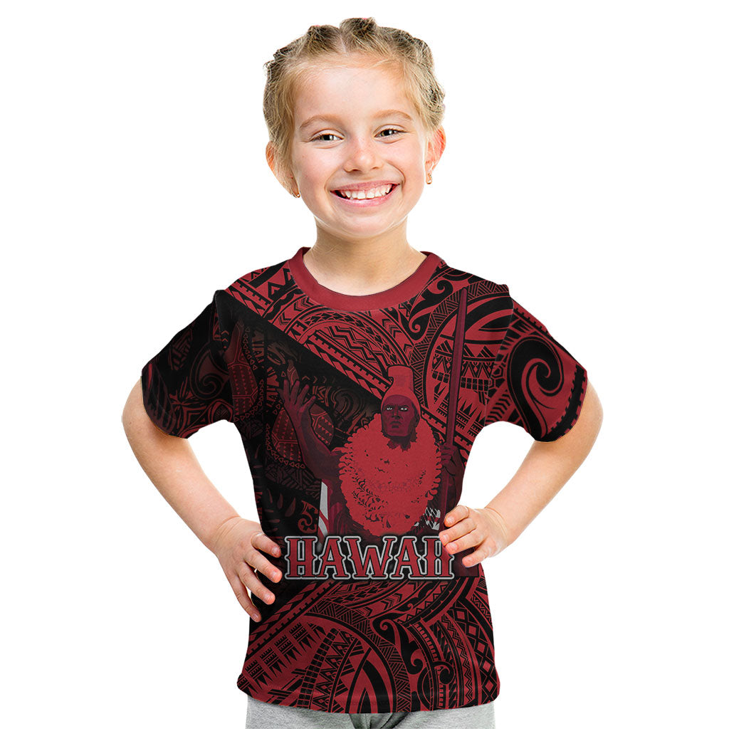 Hawaii King Kamehameha Kid T Shirt With Hawaiian Ipu Motifs Red Version