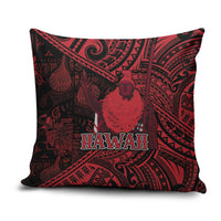 Hawaii King Kamehameha Pillow Cover With Hawaiian Ipu Motifs Red Version
