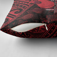 Hawaii King Kamehameha Pillow Cover With Hawaiian Ipu Motifs Red Version