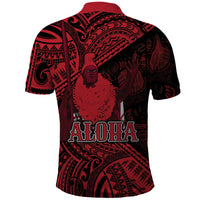 Hawaii King Kamehameha Polo Shirt With Hawaiian Ipu Motifs Red Version LT05 - Polynesian Pride