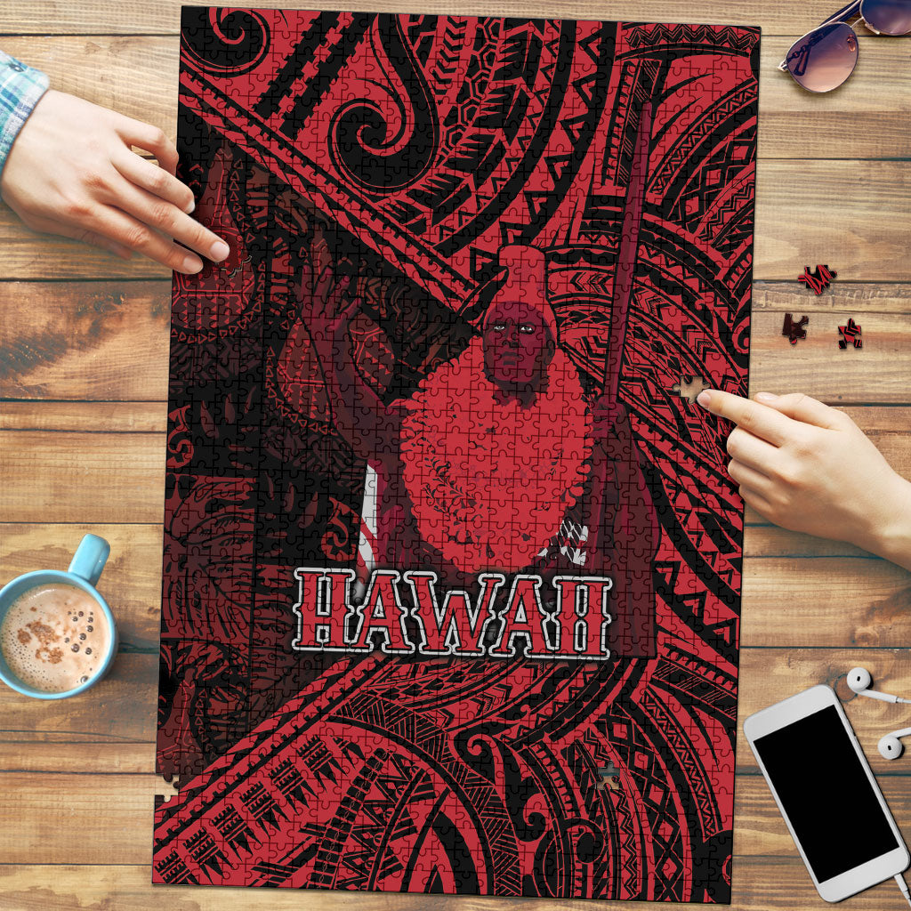 Hawaii King Kamehameha Puzzle With Hawaiian Ipu Motifs Red Version