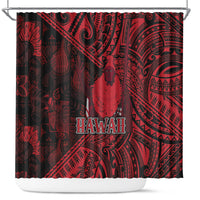 Hawaii King Kamehameha Shower Curtain With Hawaiian Ipu Motifs Red Version