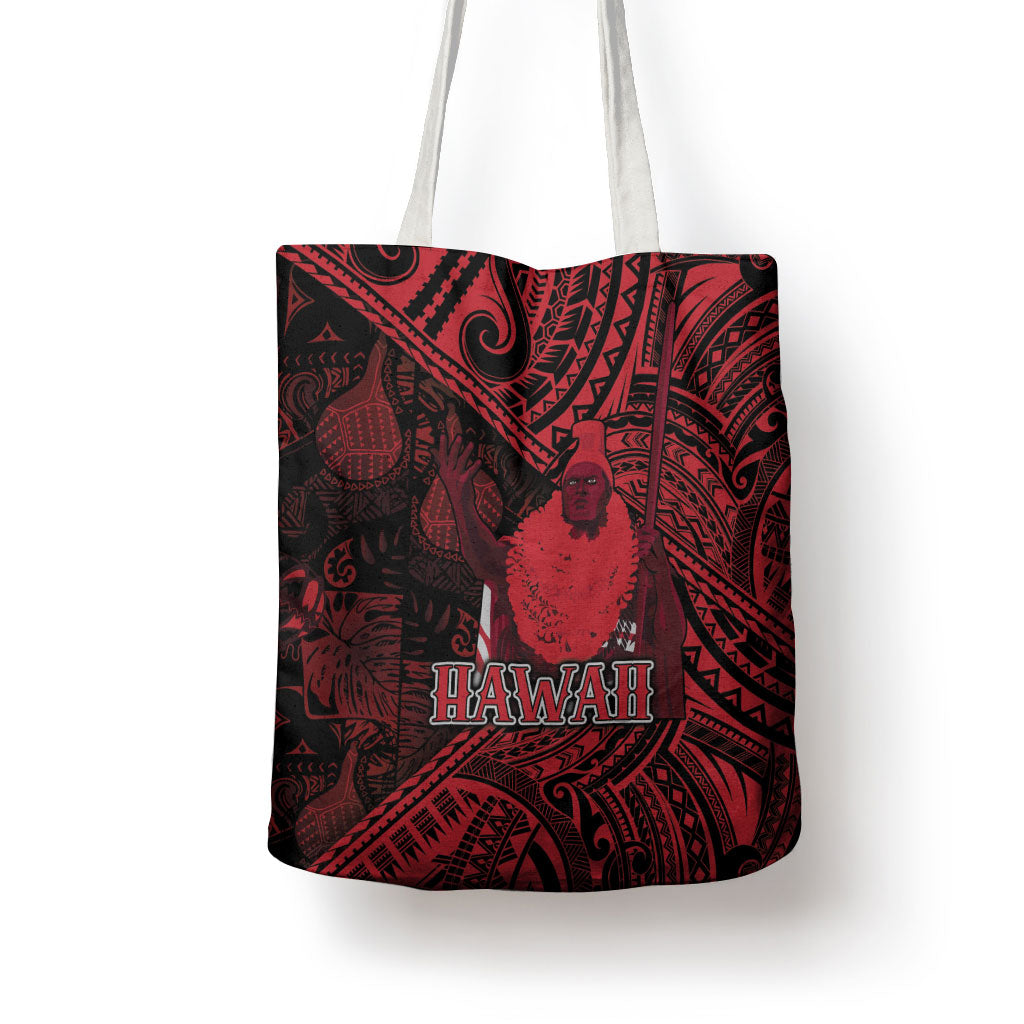 Hawaii King Kamehameha Tote Bag With Hawaiian Ipu Motifs Red Version
