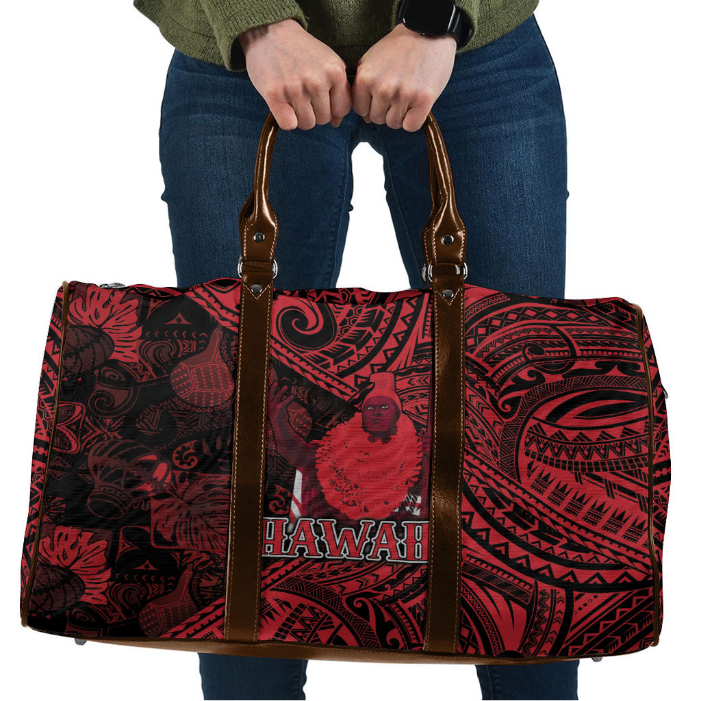 Hawaii King Kamehameha Travel Bag With Hawaiian Ipu Motifs Red Version LT05 Red - Polynesian Pride