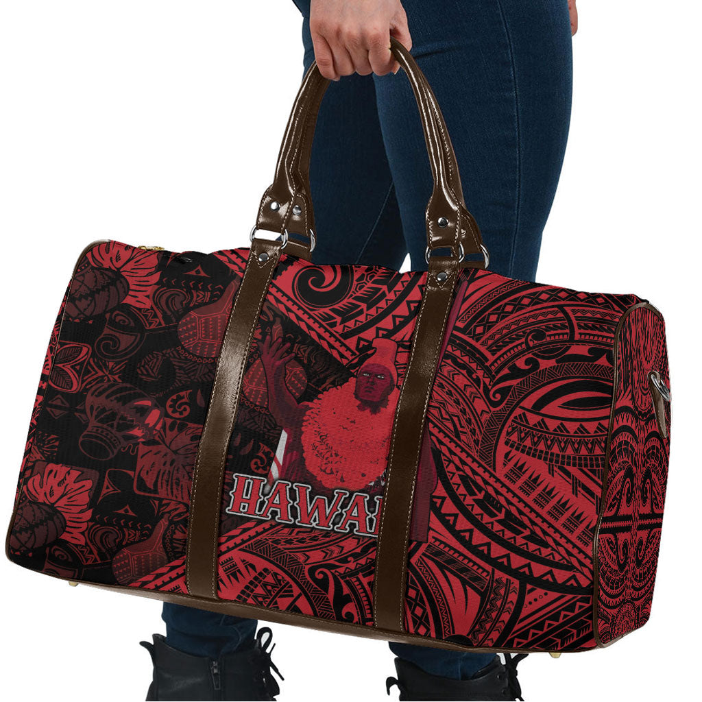 Hawaii King Kamehameha Travel Bag With Hawaiian Ipu Motifs Red Version LT05 - Polynesian Pride