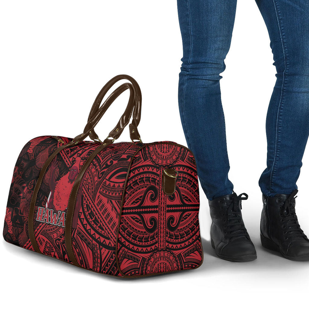 Hawaii King Kamehameha Travel Bag With Hawaiian Ipu Motifs Red Version LT05 - Polynesian Pride